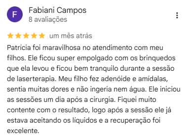 Avaliação real no Google Meu Negócio de Patrícia Mendonça