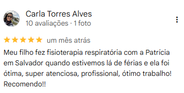 Avaliação real no Google Meu Negócio de Patrícia Mendonça