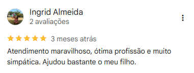 Avaliação real no Google Meu Negócio de Patrícia Mendonça