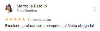 Avaliação real no Google Meu Negócio de Patrícia Mendonça
