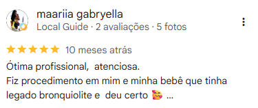 Avaliação real no Google Meu Negócio de Patrícia Mendonça
