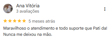 Avaliação real no Google Meu Negócio de Patrícia Mendonça