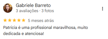 Avaliação real no Google Meu Negócio de Patrícia Mendonça
