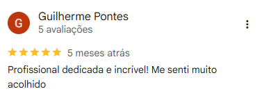Avaliação real no Google Meu Negócio de Patrícia Mendonça